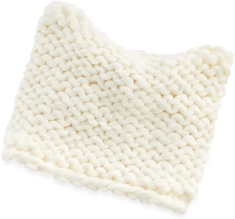 LC Lauren Conrad Womens Chunky Knit Kitty Ear Beanie, Ivory