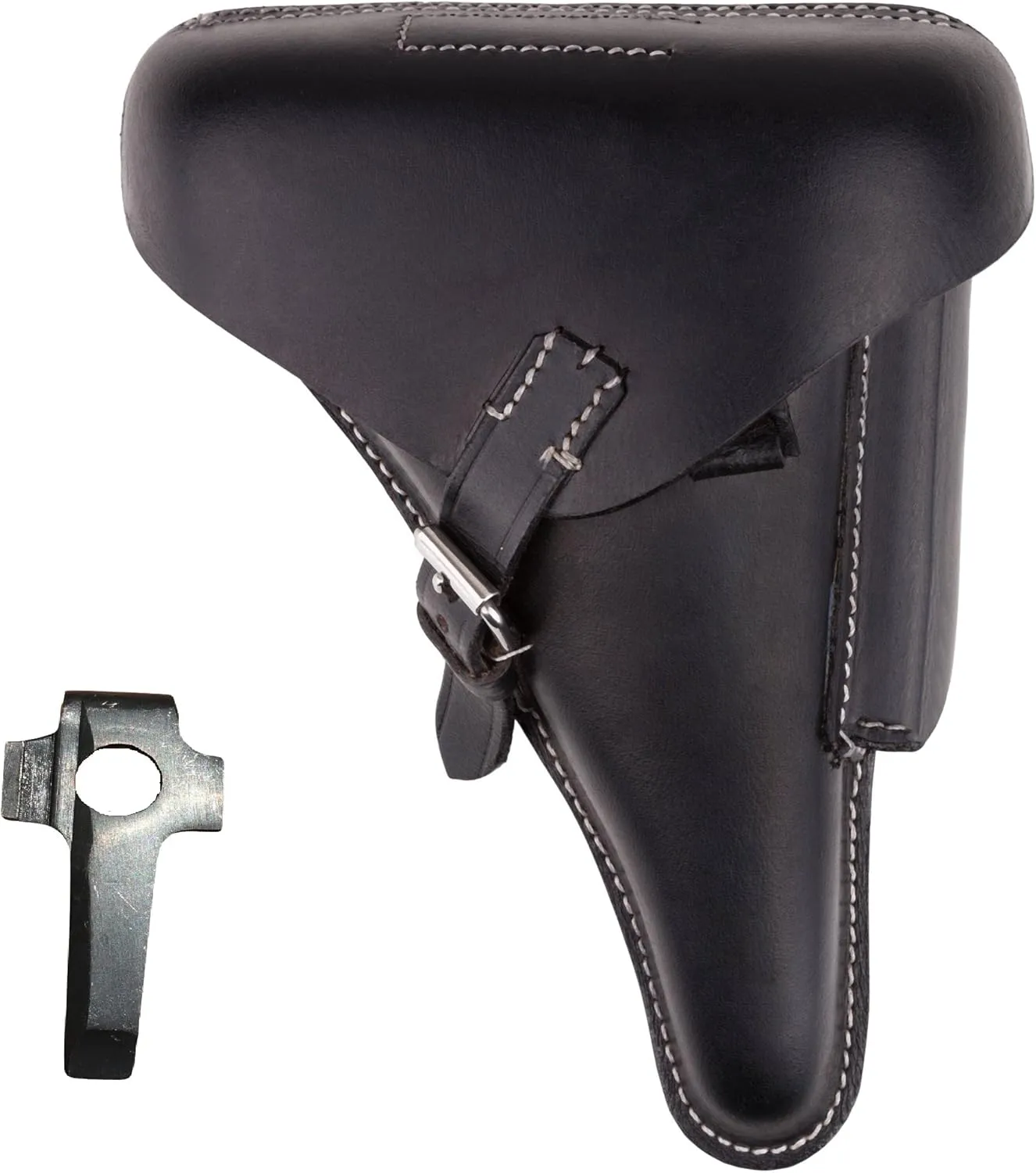 Leather Gun Holster for Men & Women, WII German Lugar P08 Holster with Buckle Closure, Right Handed Leather Holster