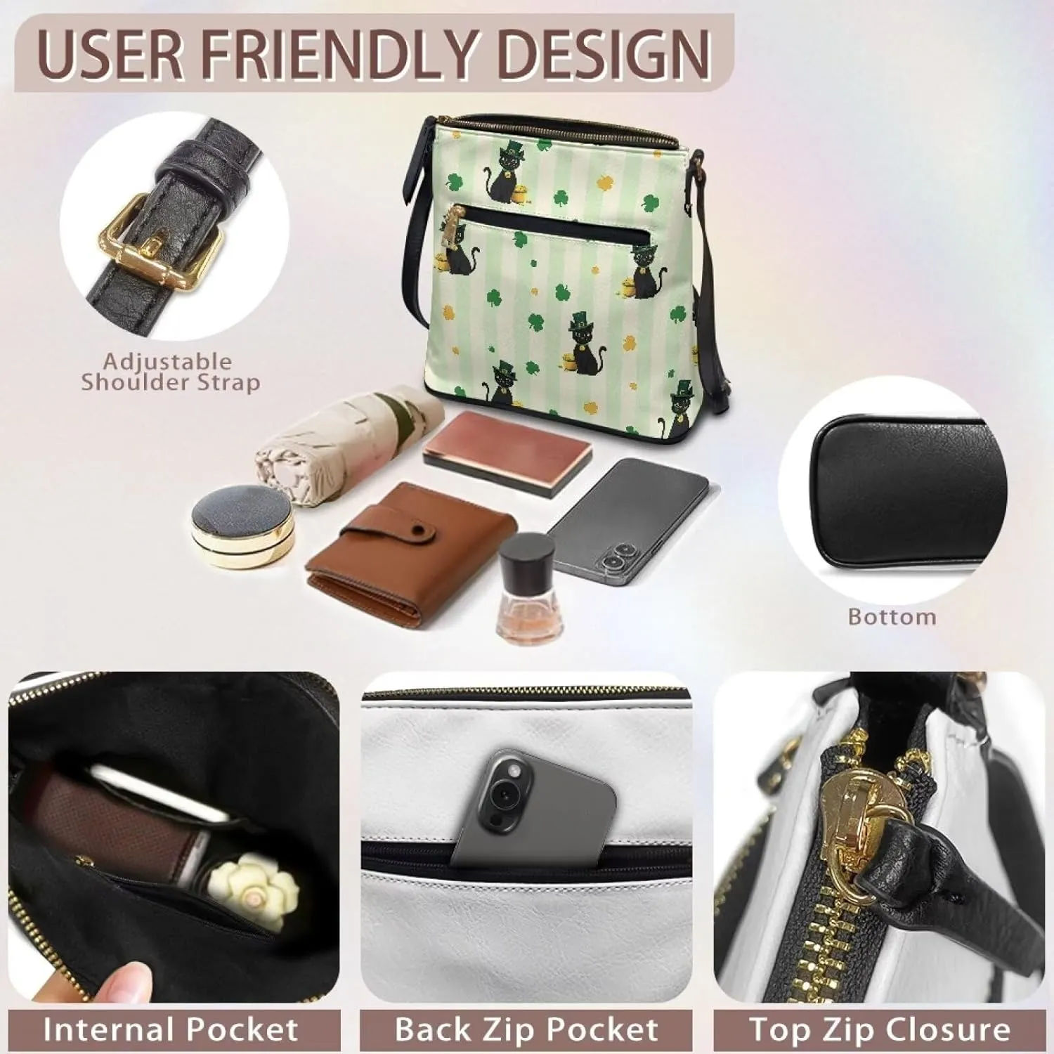 Leather Purses for Women, Leather Hobo Bags for Women Vintage Travel Sling Purse Multi Pockets Shoulder Bag