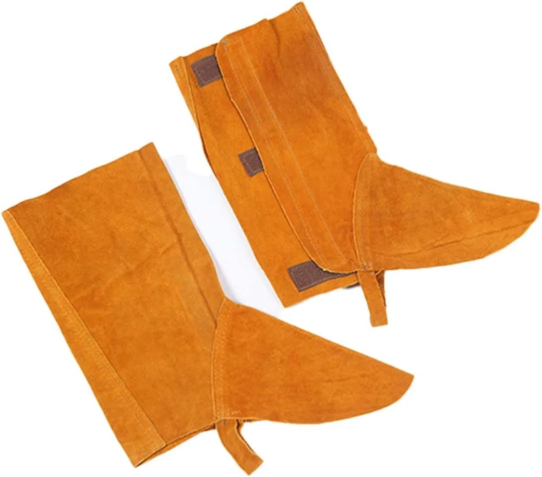 Leather Welding Spats Welder Shoe Protector, Welding Safety Shoes Protectors, Welding Gaiters, Fire Resistant Boot & Shoes Covers, Heat and Abrasion Resistant Welder Protective Foot Covers (1 Pair)