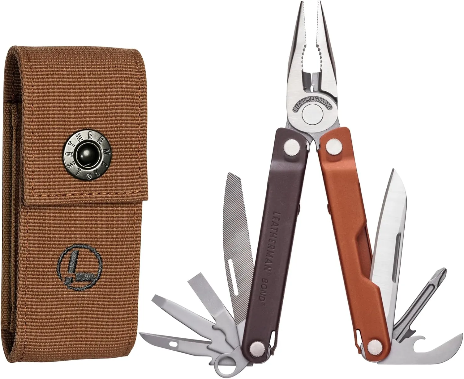 LEATHERMAN, Bond Multi-tool, EDC Tool with 420HC Blade and Nylon Sheath, Burnt Sienna