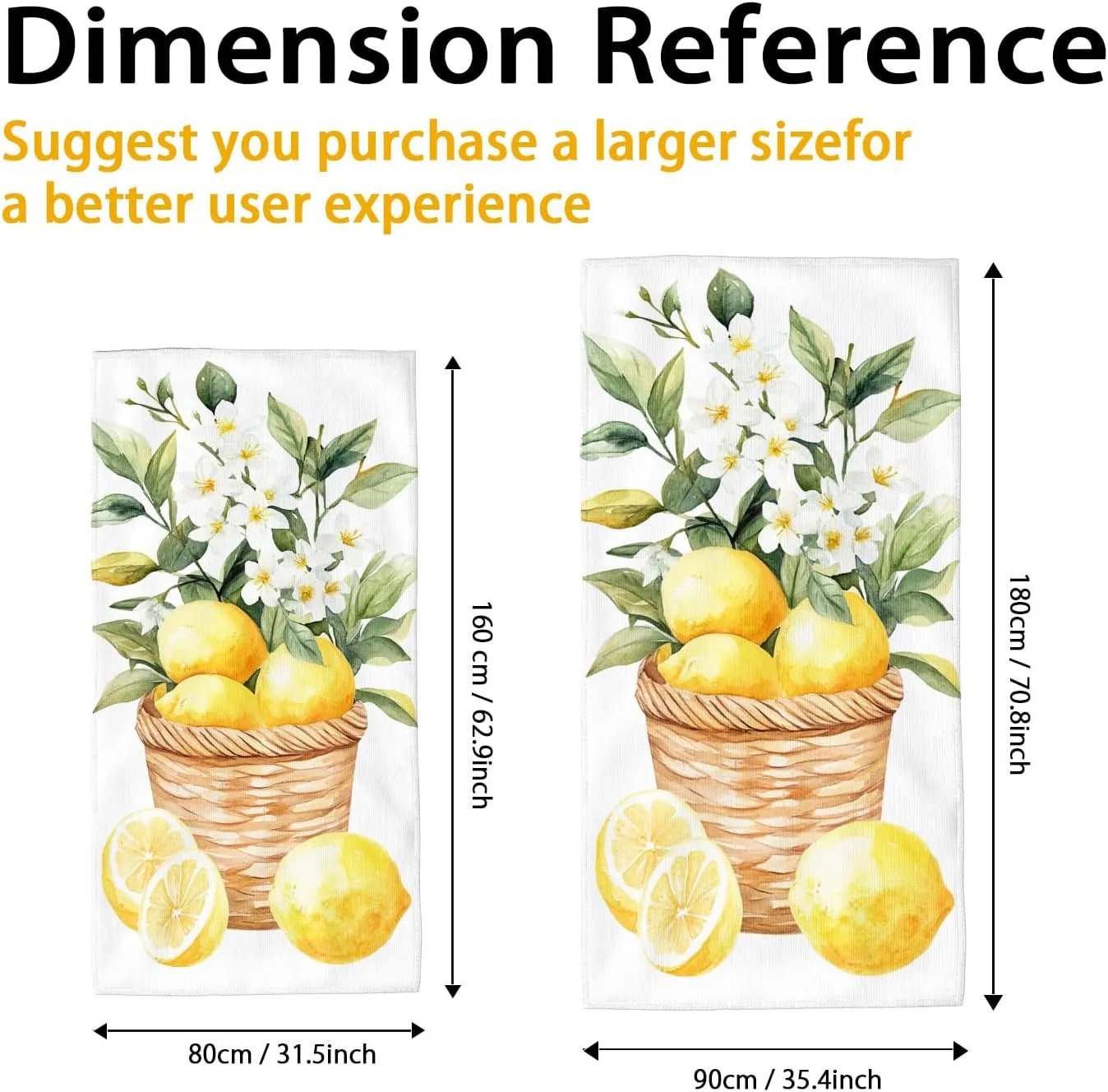Lemon Floral Microfiber Beach Towel Yellow Citrus Design Quick Dry Absorbent Sand Free Lightweight Beach Blanket Picnic Essentials 62x31 Inch