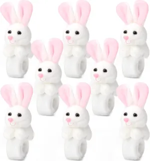 Lenwen 8 Pcs Rabbit Stuffed Animals Slap Bracelets for Kids Plush Animal Cute Wrist Slap Bands for Birthday Party Favors Boys Girls Gifts