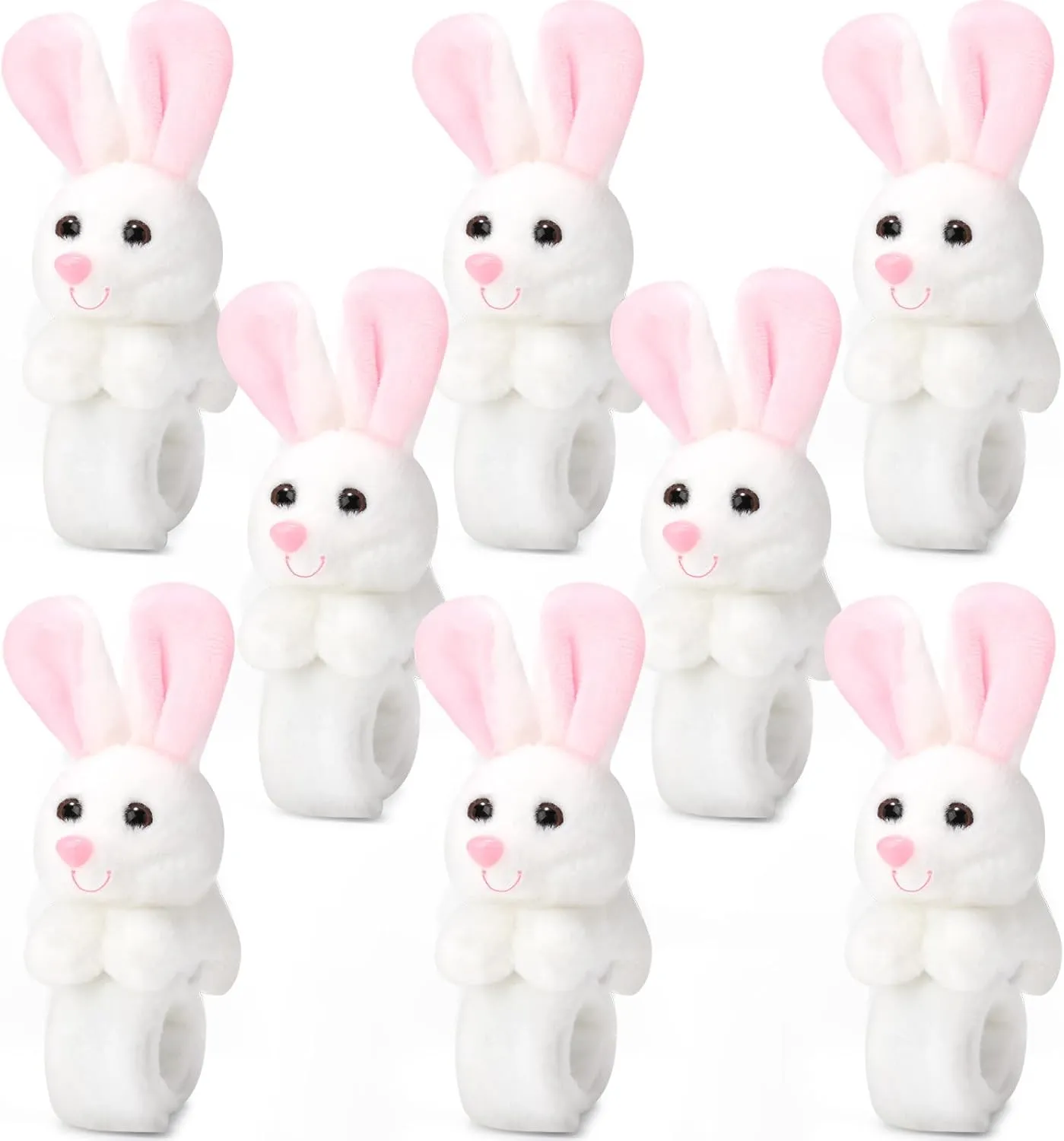 Lenwen 8 Pcs Rabbit Stuffed Animals Slap Bracelets for Kids Plush Animal Cute Wrist Slap Bands for Birthday Party Favors Boys Girls Gifts