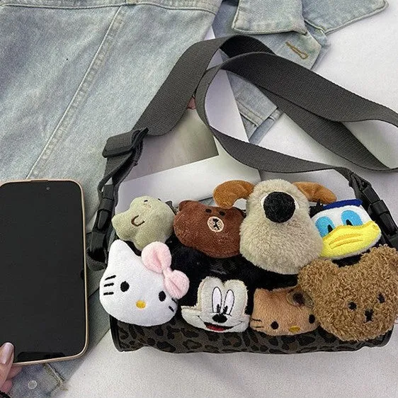 Leopard Print Female Pen Cute Cartoon Shoulder Bags
