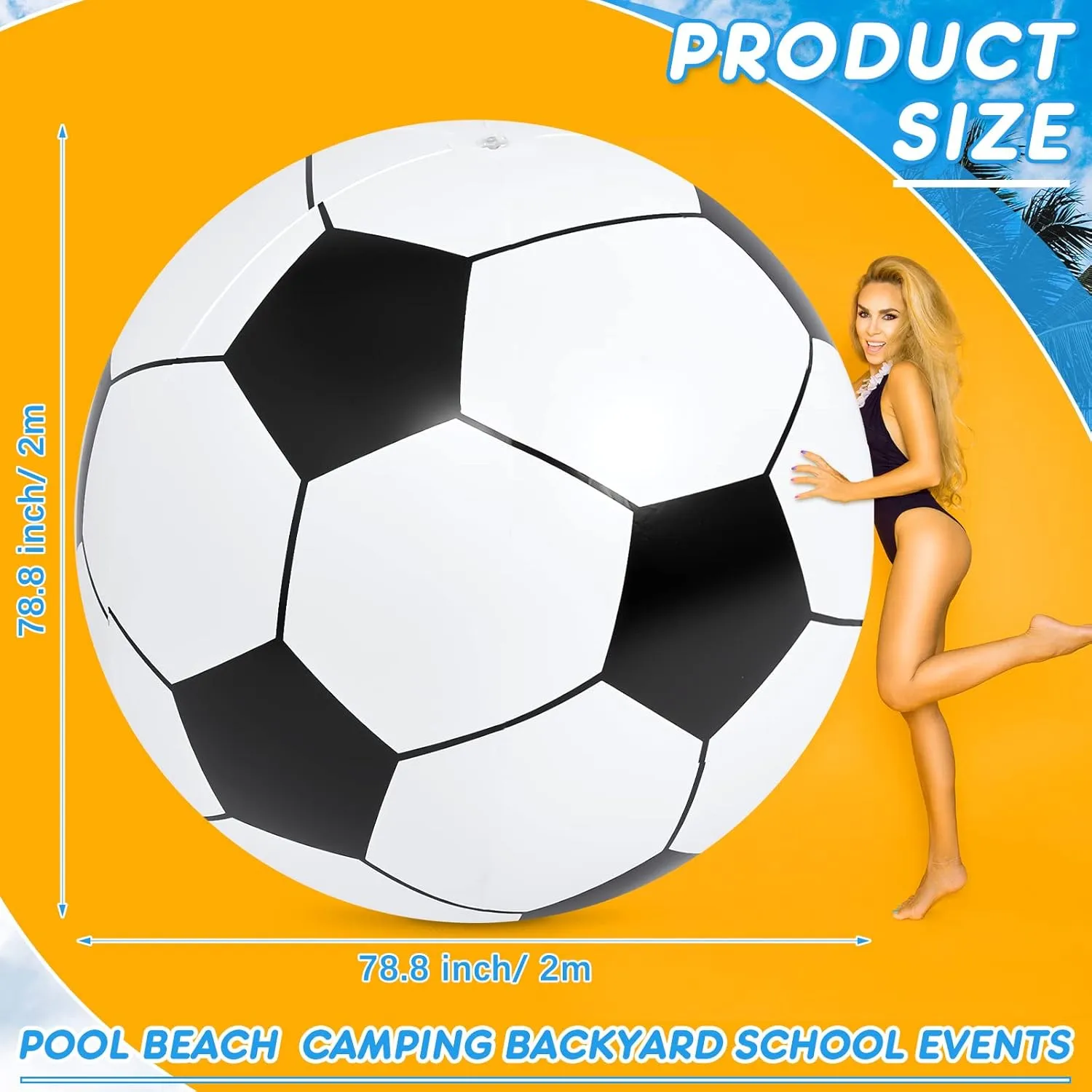 Lewtemi Big Inflatable Giant Soccer Ball Large Inflatable Sport Ball Oversized Football for Outdoor Game Pool Decoration Toys