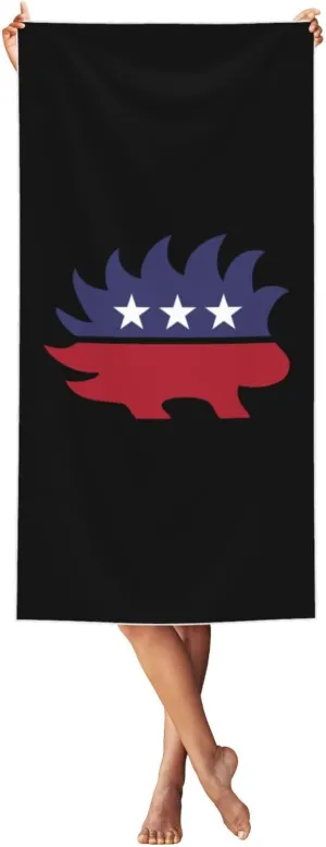 Libertarian Porcupine Beach Towel 55x27.5 Inches - Ultra Soft Quick Dry Sand Towel, Lightweight Large Bath Towel for Pool, Summer, Travel