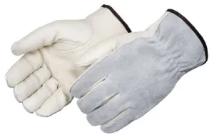 Liberty Glove & Safety 6447L Standard Grain Cowhide Leather Economy Driver Glove with Gray Split Leather Back, Large (Pack of 12)