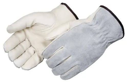 Liberty Glove & Safety 6447L Standard Grain Cowhide Leather Economy Driver Glove with Gray Split Leather Back, Large (Pack of 12)