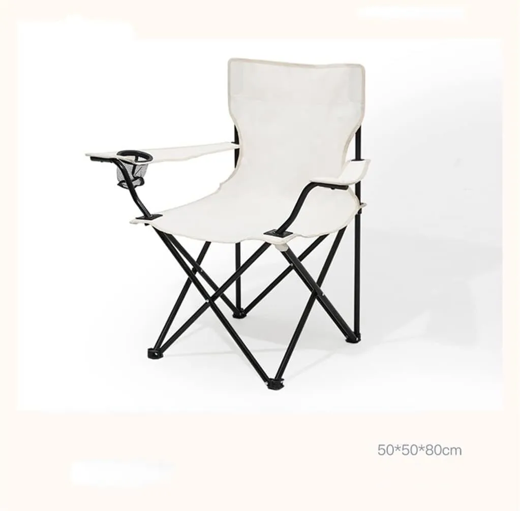 Lightweight Camping Chair Outdoor Folding Chair with Armrests Ultra Light Portable Camping Chair Back Recliner Leisure Chair Fishing Stool Outdoor Hiking, 50*50*80cm, White