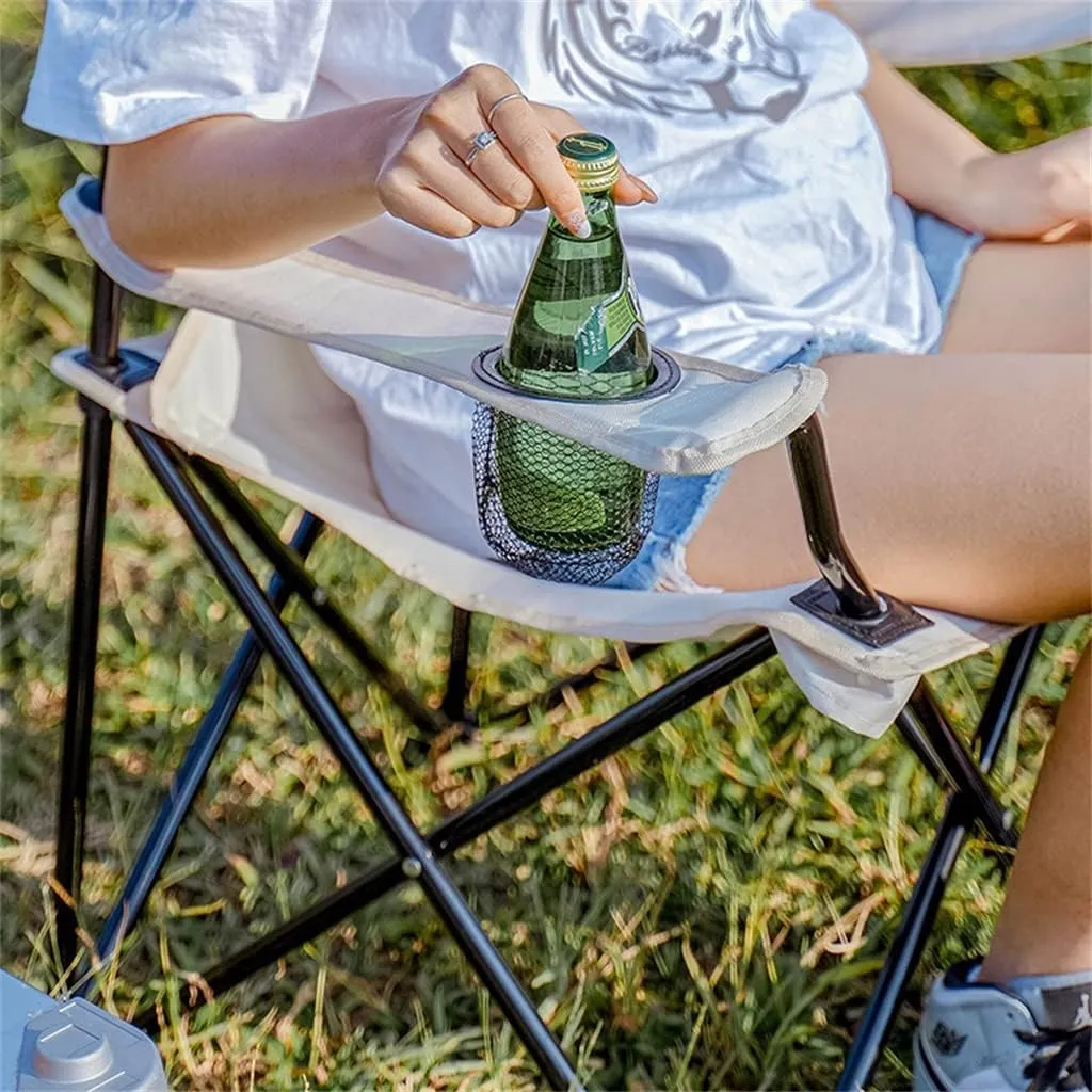 Lightweight Camping Chair Outdoor Folding Chair with Armrests Ultra Light Portable Camping Chair Back Recliner Leisure Chair Fishing Stool Outdoor Hiking, 50*50*80cm, White