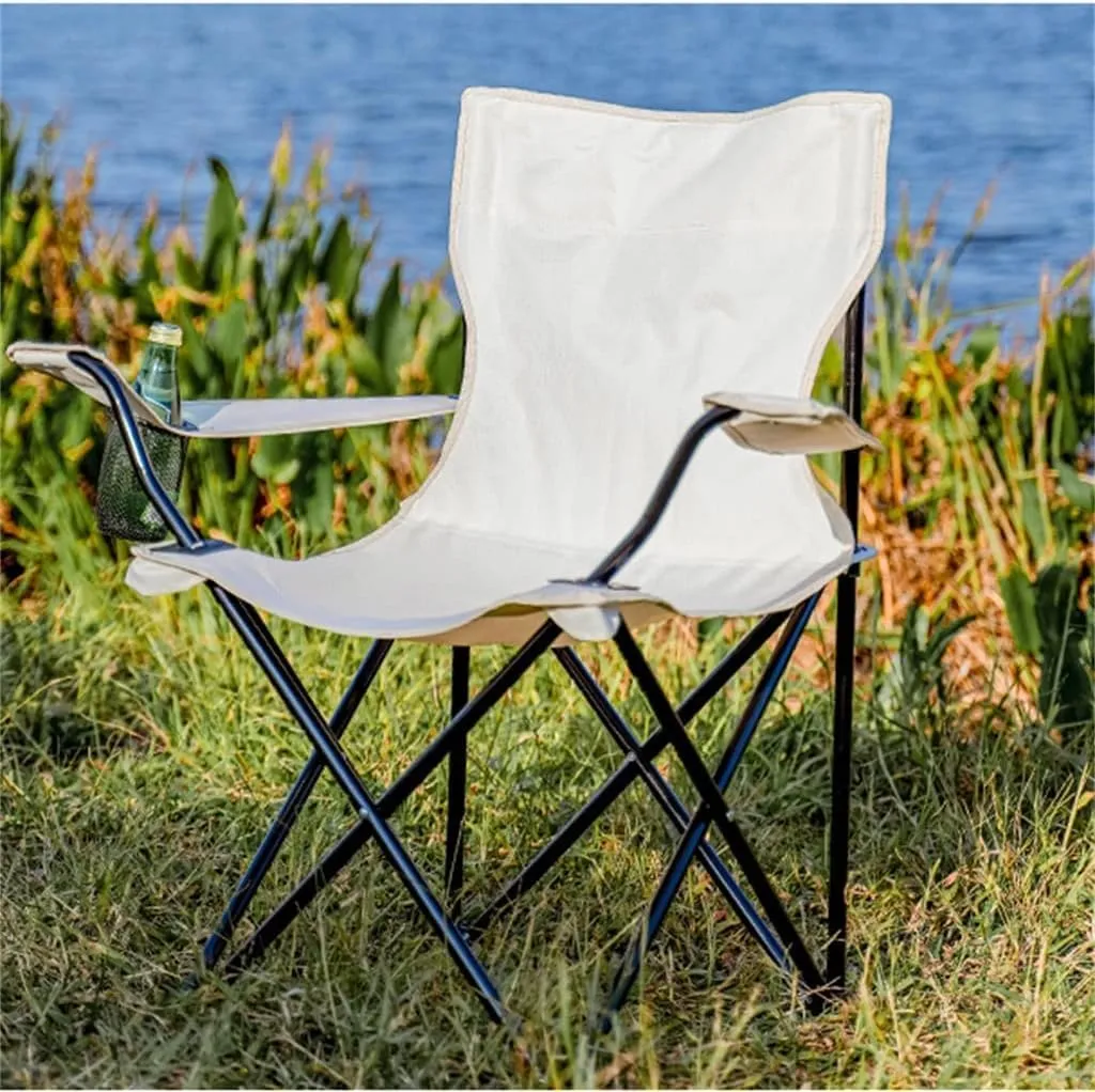 Lightweight Camping Chair Outdoor Folding Chair with Armrests Ultra Light Portable Camping Chair Back Recliner Leisure Chair Fishing Stool Outdoor Hiking, 50*50*80cm, White