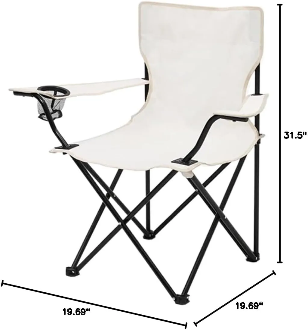 Lightweight Camping Chair Outdoor Folding Chair with Armrests Ultra Light Portable Camping Chair Back Recliner Leisure Chair Fishing Stool Outdoor Hiking, 50*50*80cm, White