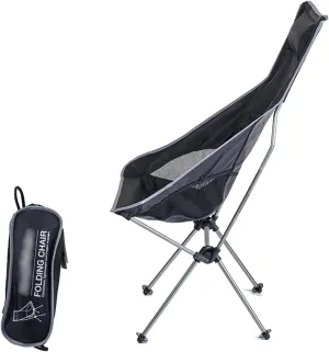 Lightweight Compact Folding High Back Chair with Headrest Aluminum Alloy Bracket 600D Oxford Cloth Breathable Comfortable