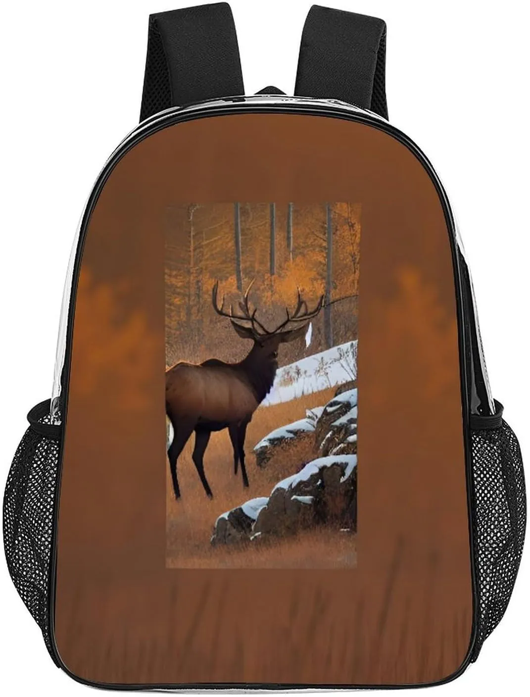 Lightweight Daypack Backpack for Sports Travel Running - Large Capacity Multipurpose Transparent Bookbag, Elk Art Laptop Backpack Daypack