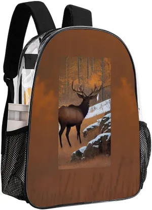 Lightweight Daypack Backpack for Sports Travel Running - Large Capacity Multipurpose Transparent Bookbag, Elk Art Laptop Backpack Daypack