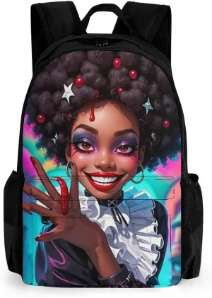 Lightweight Daypack Backpack for Trekking Work Running - Big Capacity Multipurpose Anti-Theft Bookbag, Cool African American Woman Bold And Colorful Art Business Computer Bag