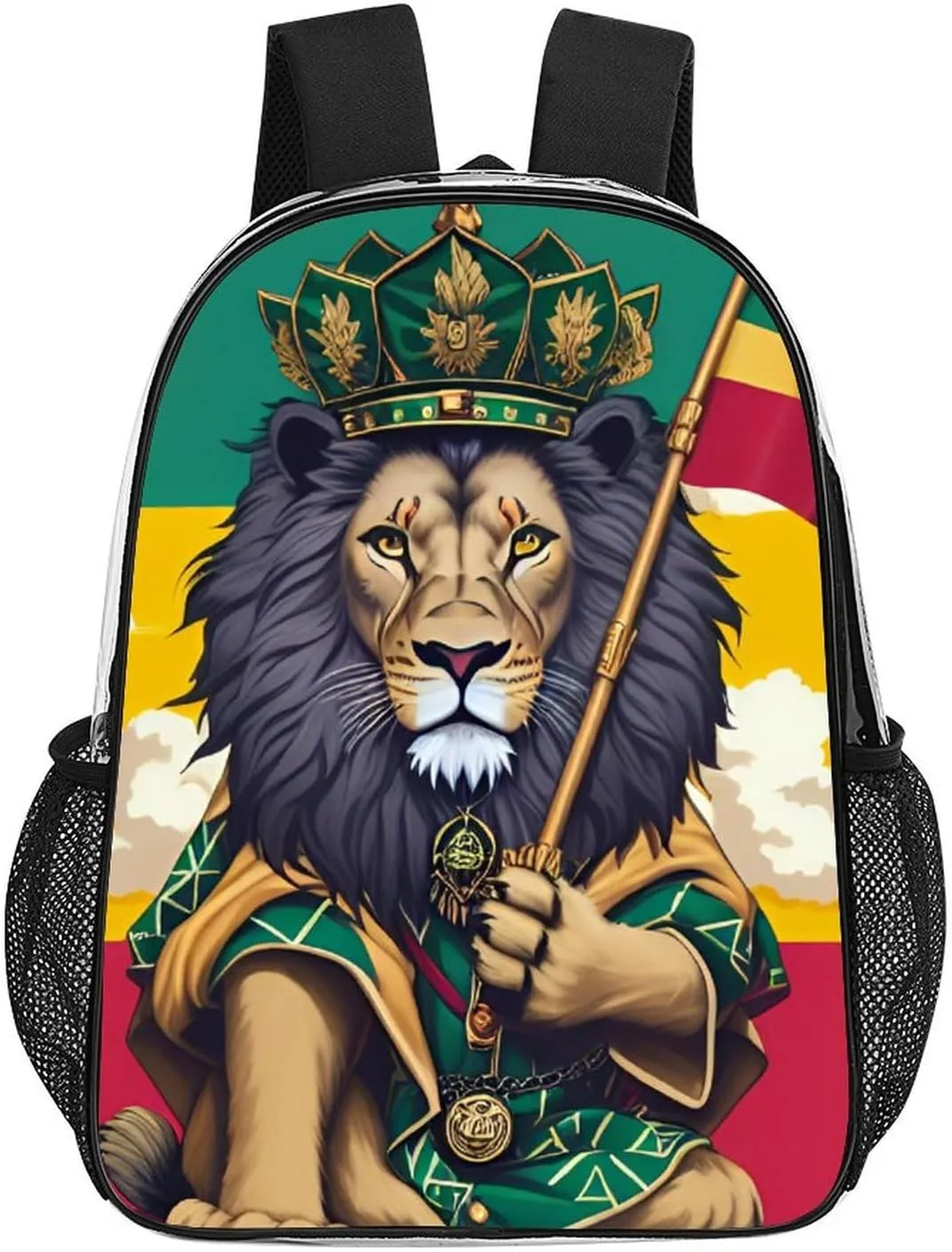 Lightweight Daypack Backpack for Trekking Work Running - Big Capacity Multipurpose Transparent Bookbag, Lion Judah Marijuanaweed Smoke Art Business Computer Bag