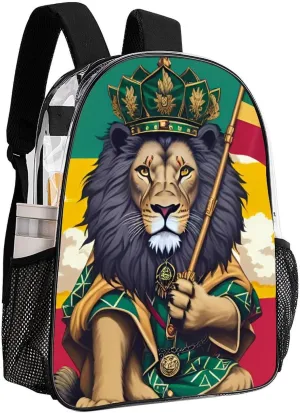 Lightweight Daypack Backpack for Trekking Work Running - Big Capacity Multipurpose Transparent Bookbag, Lion Judah Marijuanaweed Smoke Art Business Computer Bag