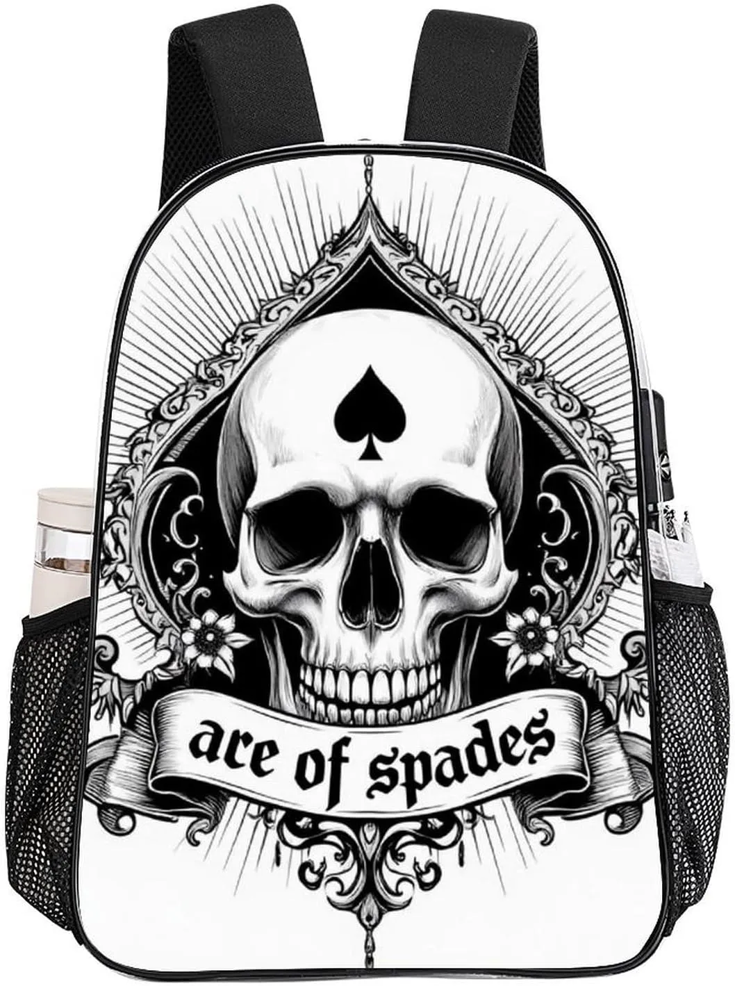 Lightweight Daypack Bookbag for Trekking Business Walking Cycling - Big Capacity Transparent Multipurpose Carry On Bag, Ace Of Spades Skull Art Business Computer Bag