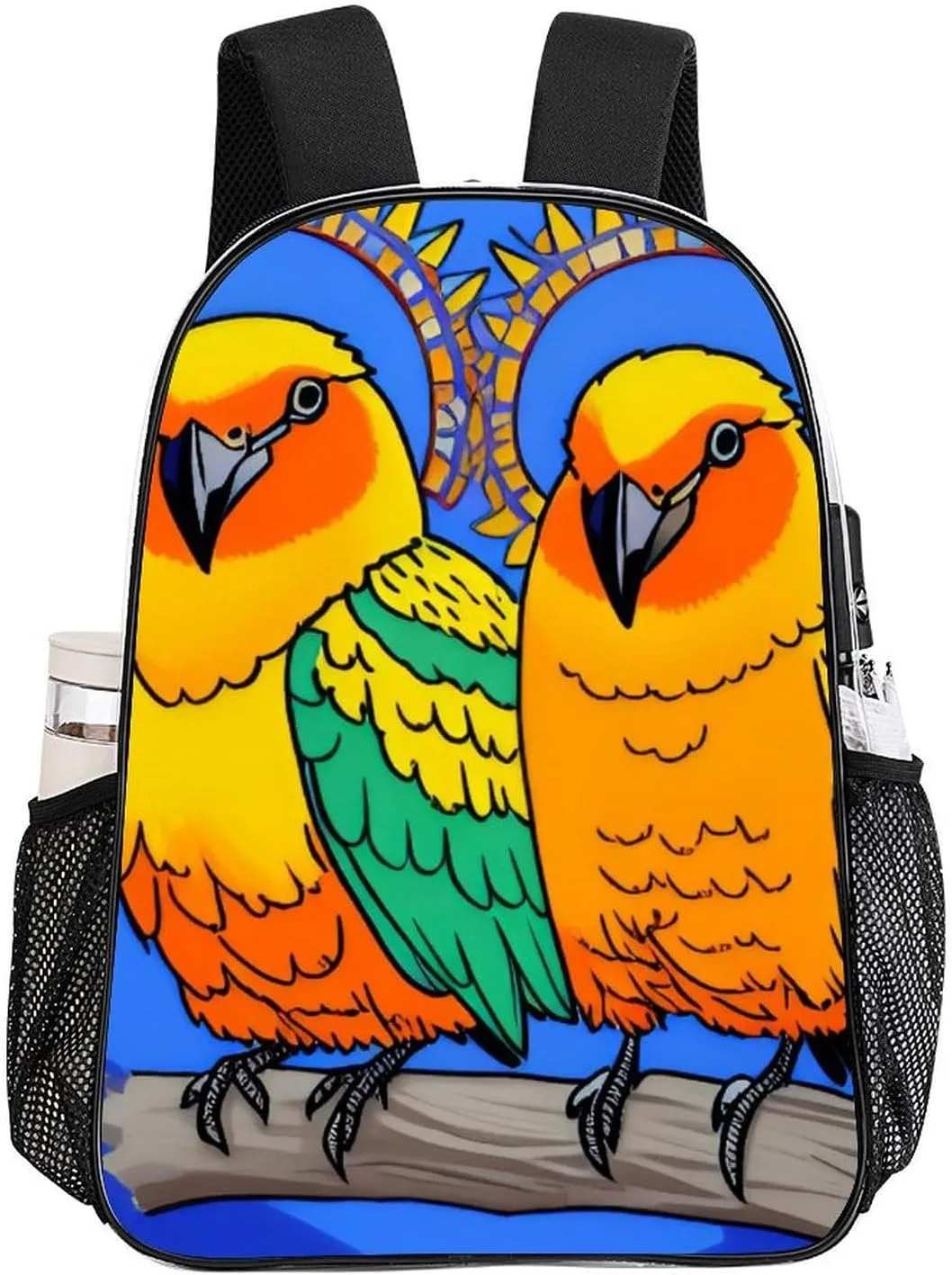 Lightweight Daypack Bookbag for Trekking Business Walking Cycling - Big Capacity Transparent Multipurpose Carry On Bag, Loquacious Birds Blue Art Business Computer Bag