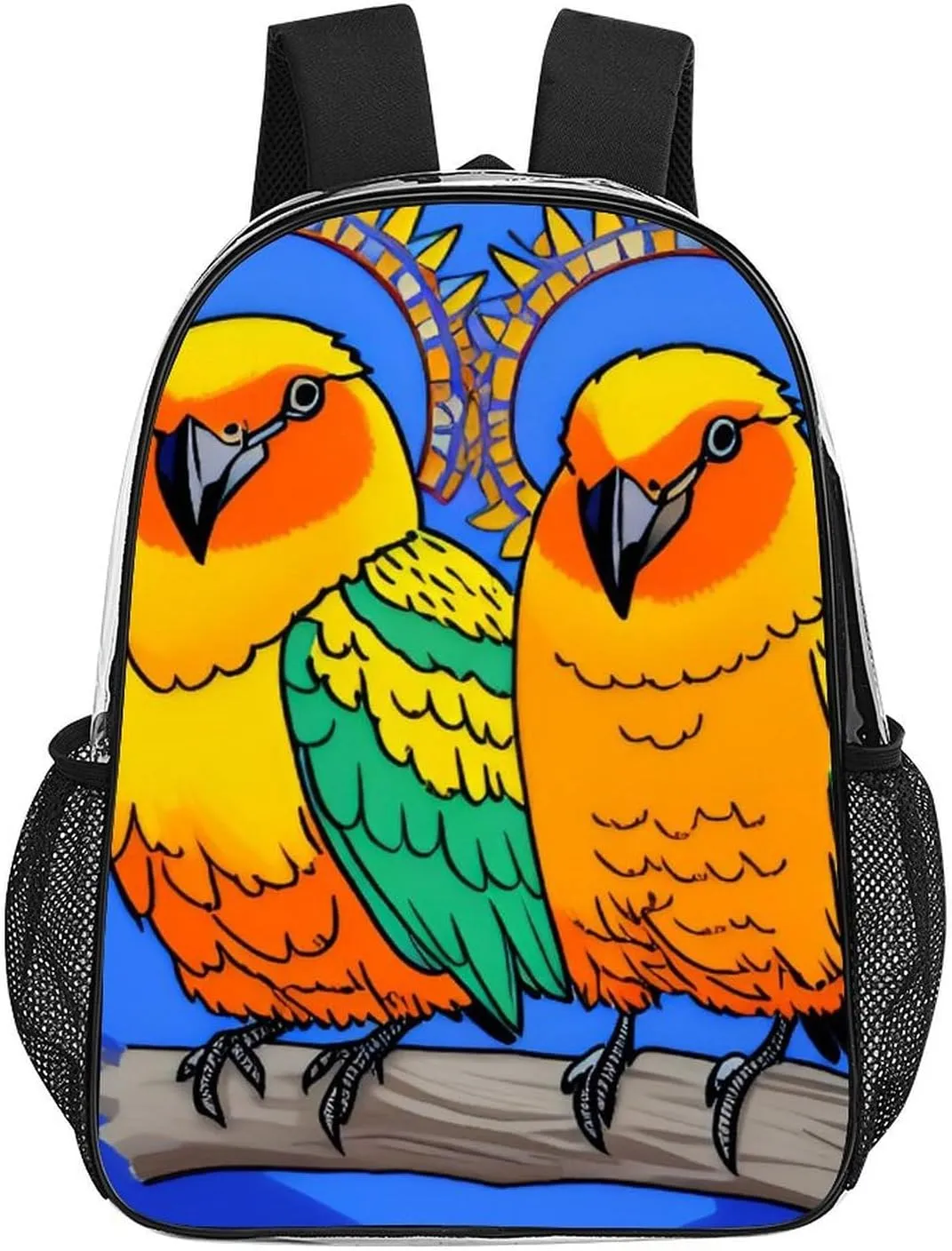 Lightweight Daypack Bookbag for Trekking Business Walking Cycling - Big Capacity Transparent Multipurpose Carry On Bag, Loquacious Birds Blue Art Business Computer Bag