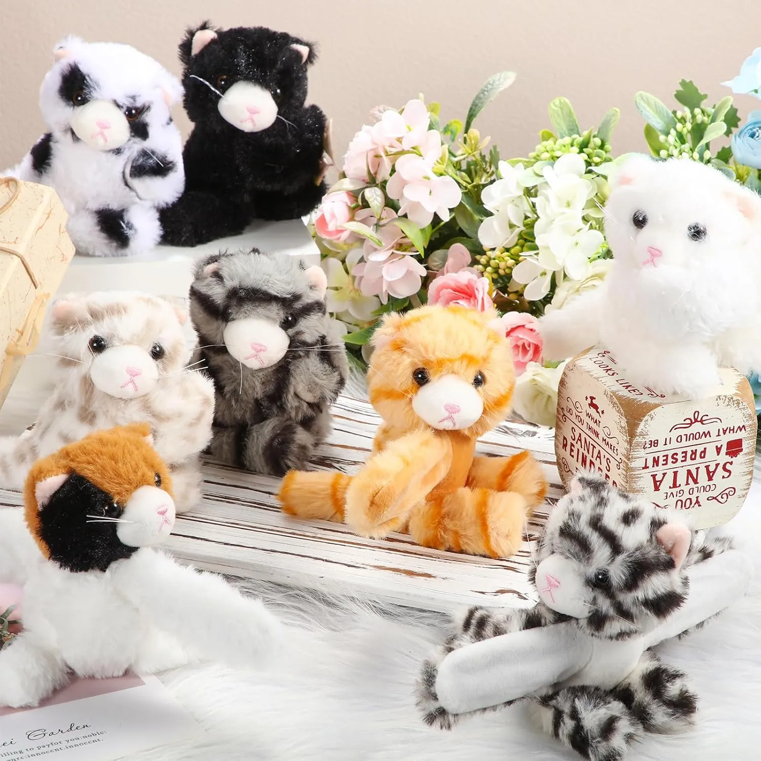 Liliful 8 Pack Kids Gifts Stuffed Animal Cat Slap Bracelets, Graduation End of Year 8 Inch Plush Wrist Cute Snap Bracelets Birthday for Boys Girls Child Bulk Items Pet Adoption Party Favors(Kittens)