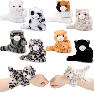 Liliful 8 Pack Kids Gifts Stuffed Animal Cat Slap Bracelets, Graduation End of Year 8 Inch Plush Wrist Cute Snap Bracelets Birthday for Boys Girls Child Bulk Items Pet Adoption Party Favors(Kittens)
