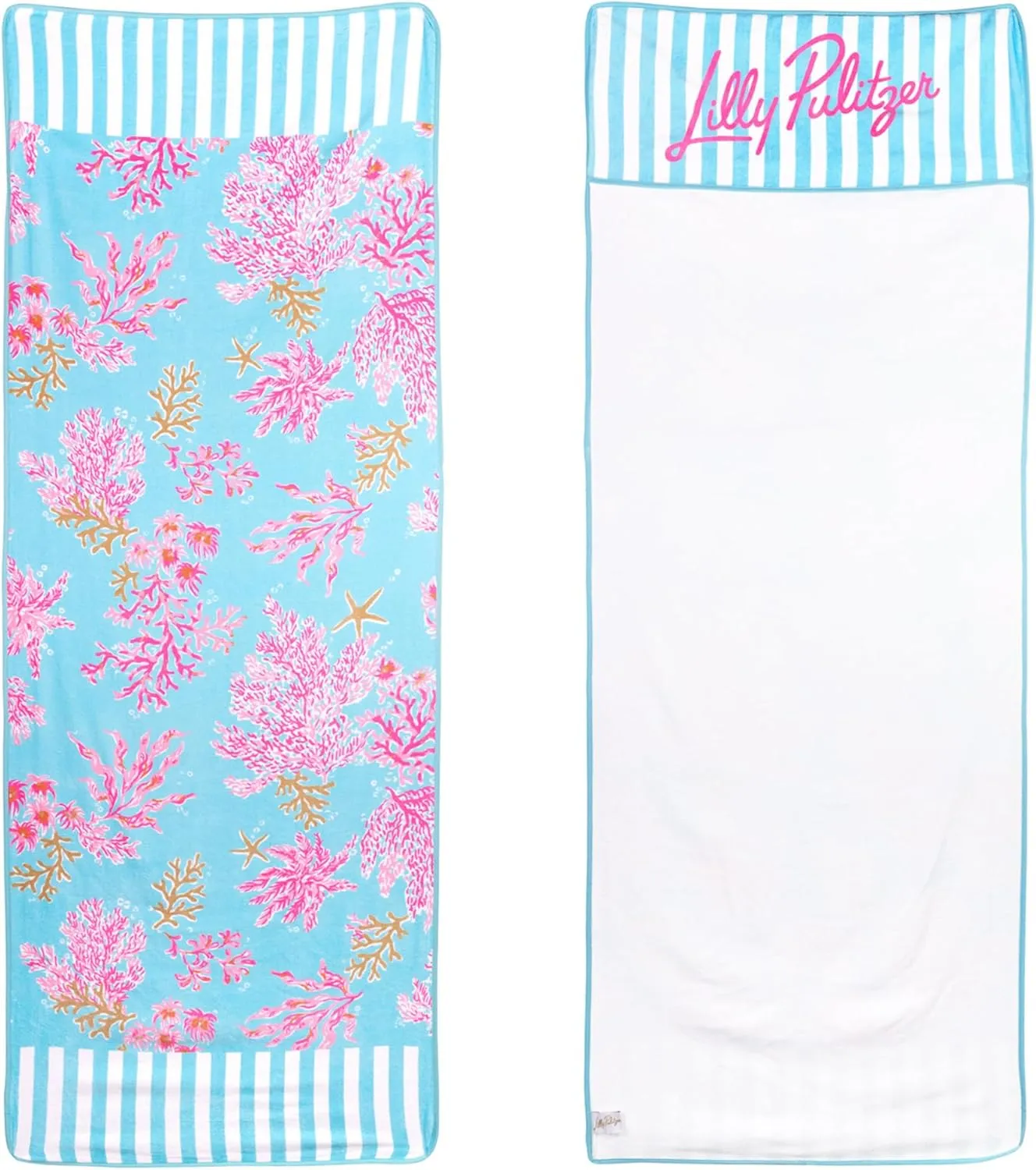 Lilly Pulitzer Cotton Beach Chaise Lounge Towel, Plush Chair Cover 30" x 81.75" Pool Towel (Royal Coral)
