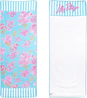 Lilly Pulitzer Cotton Beach Chaise Lounge Towel, Plush Chair Cover 30" x 81.75" Pool Towel (Royal Coral)
