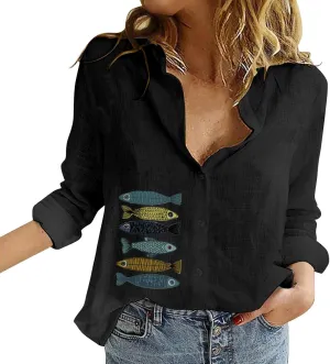 Linen Cotton Womens Short Sleeve Shirts Big Drop Collar Loose Draw Pleated Two Tops Women'S Swimwear Cover Ups