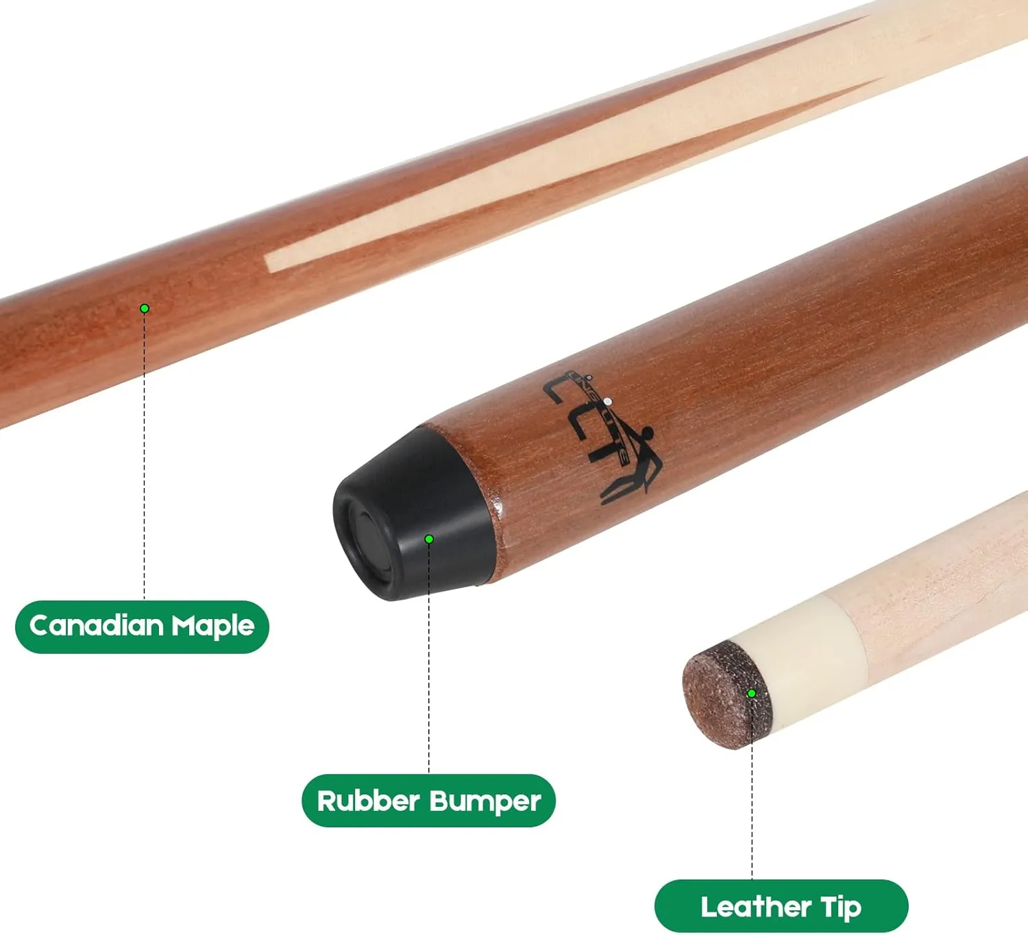 LING LI TE LLT1-Piece Canadian Maple Billiard Pool Cue Stick- 4-Prong House/Bar Cue Stick…
