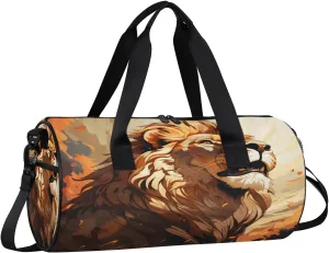 Lion Gaze Travel Gym Bag Waterproof Sport Dance Bag for Women Men Portable Gymnastics Duffel Bags Canvas Tote Carry on Handbag for Workout Overnight Weekender