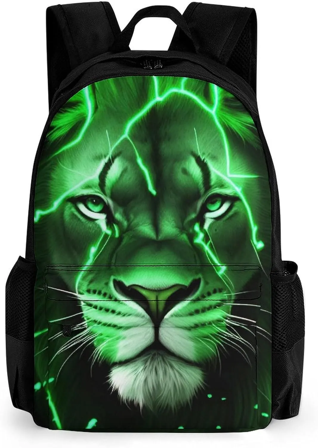 Lion King Green Lighting Art Shoulder Book Bags Polyester Multipurpose Anti-Theft Carry On Bag Large Capacity Travel Hiking & Camping Rucksack