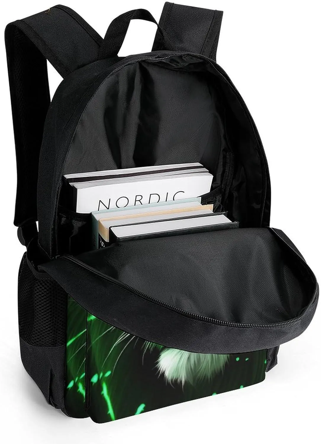 Lion King Green Lighting Art Shoulder Book Bags Polyester Multipurpose Anti-Theft Carry On Bag Large Capacity Travel Hiking & Camping Rucksack
