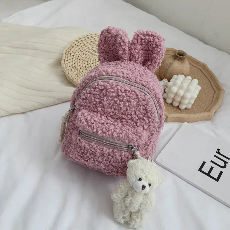 Little Woolen Eared Rabbit Children's Holiday Backpack Plush Toy Kindergarten Bag Cute Coin Purse Children Birthday Gifts