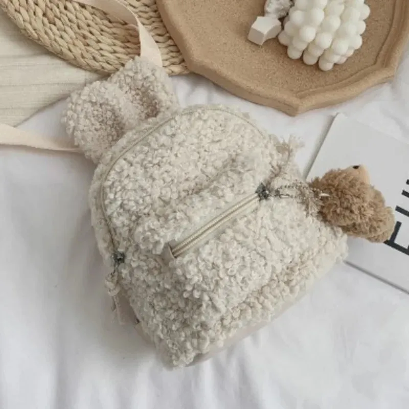 Little Woolen Eared Rabbit Children's Holiday Backpack Plush Toy Kindergarten Bag Cute Coin Purse Children Birthday Gifts