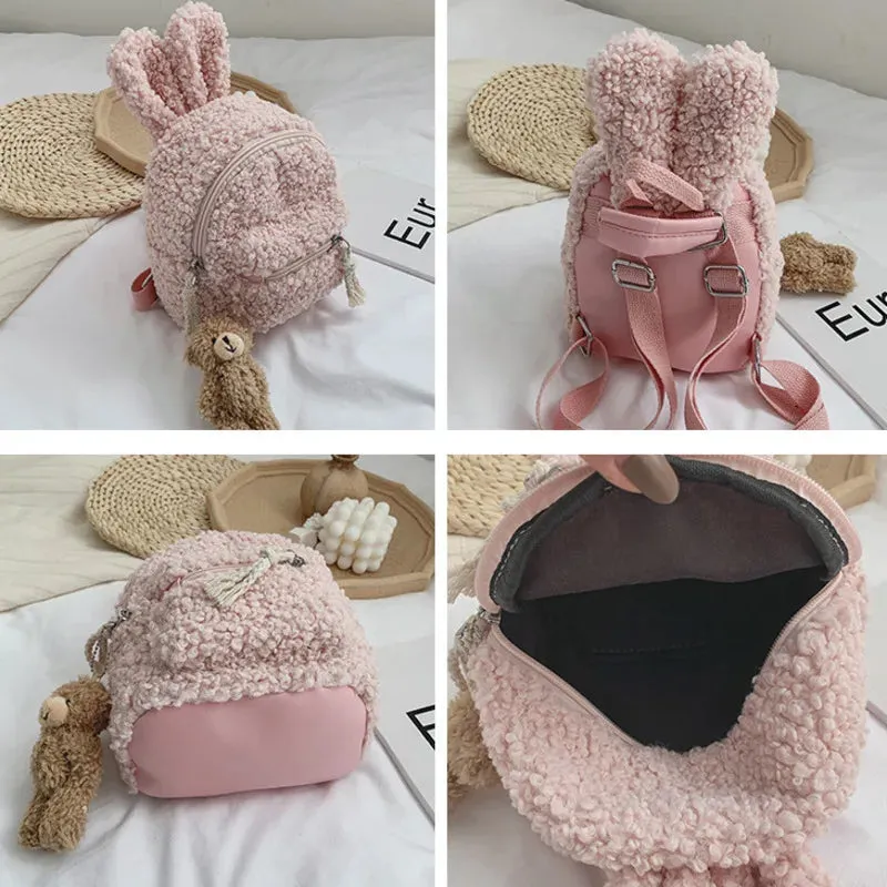 Little Woolen Eared Rabbit Children's Holiday Backpack Plush Toy Kindergarten Bag Cute Coin Purse Children Birthday Gifts