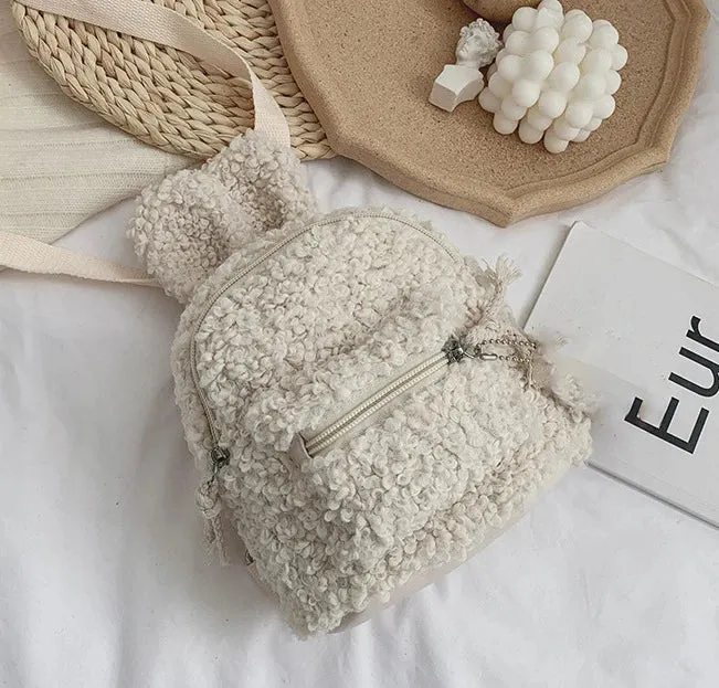 Little Woolen Eared Rabbit Children's Holiday Backpack Plush Toy Kindergarten Bag Cute Coin Purse Children Birthday Gifts
