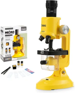 Little World Science Kits for Kids Beginner Microscope Kit with LED 100X 400X and 1200X Magnification Kids Educational Toy Birthday Halloween