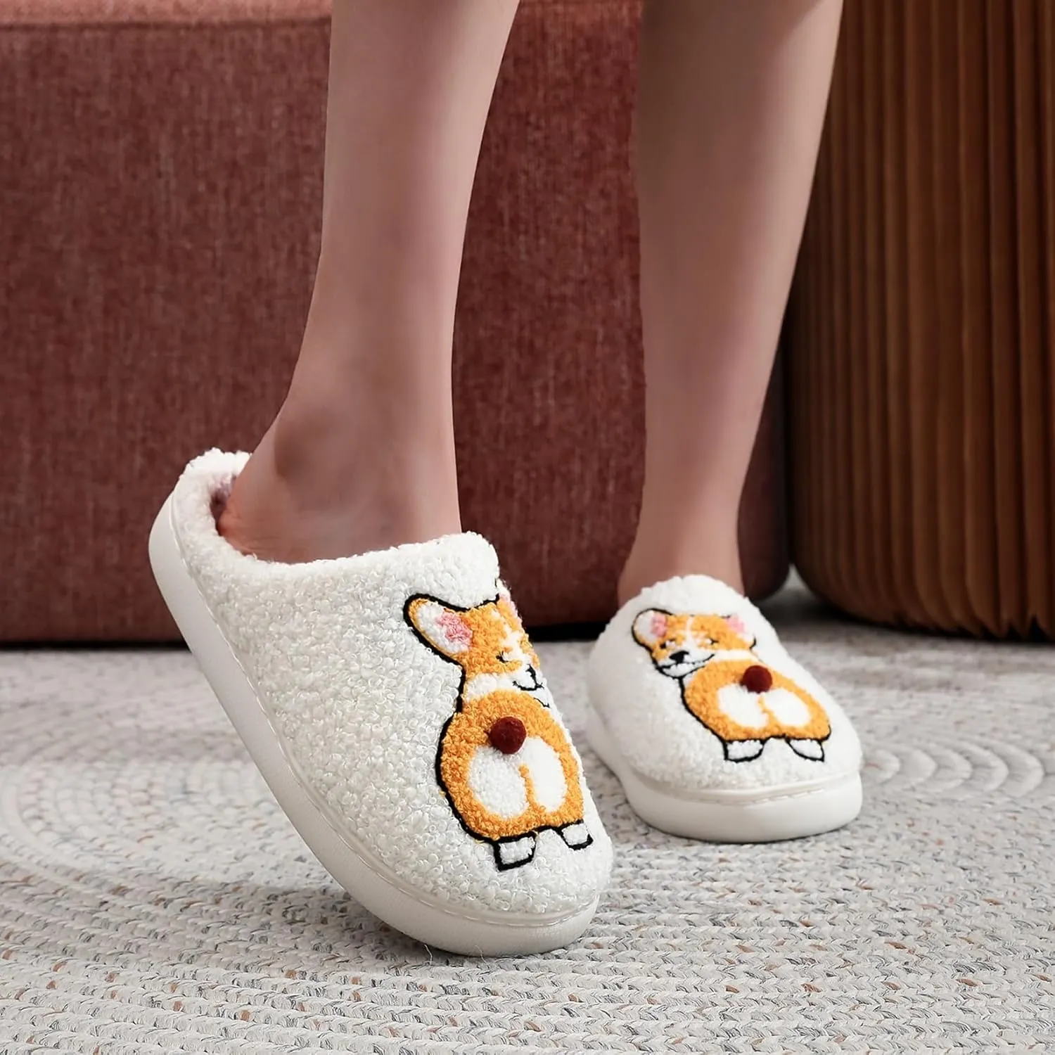 LNERIP Slippers Winter Womens Mens Fluffy Plush Slippers Animals Cute Cartoon House Slippers Cuddly Warm Shoes Indoor Outdoor Girls Women