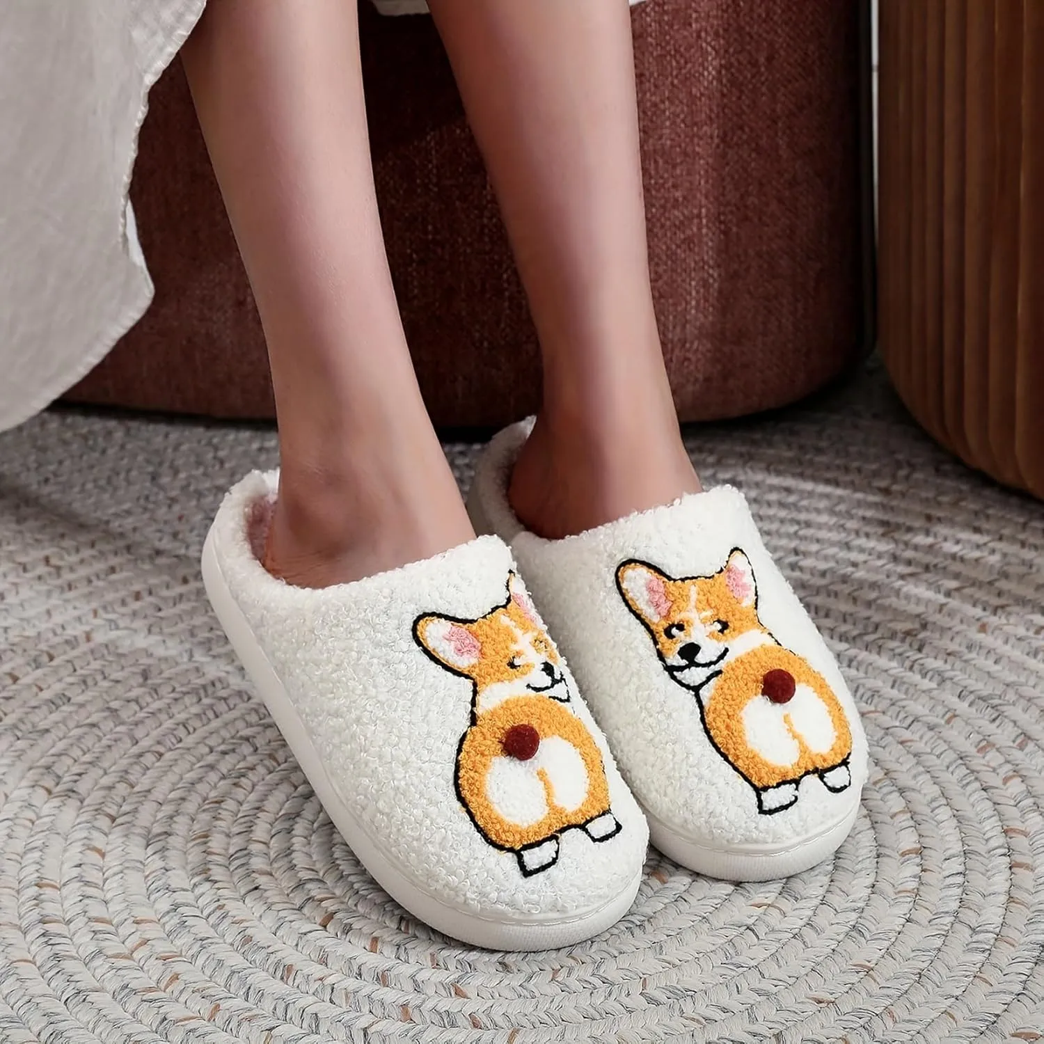 LNERIP Slippers Winter Womens Mens Fluffy Plush Slippers Animals Cute Cartoon House Slippers Cuddly Warm Shoes Indoor Outdoor Girls Women
