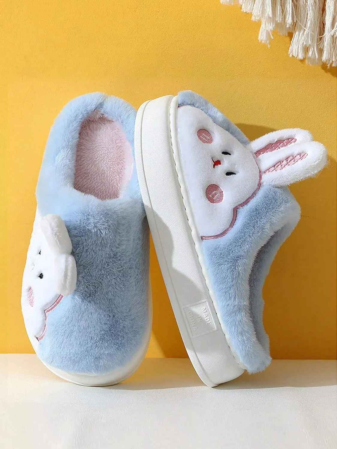 Loizziuy Bunny Slippers Women's Thick-soled Cute Plush Cartoon Rabbit Designed, Anti-slip, Warm Plush Slippers for Indoor
