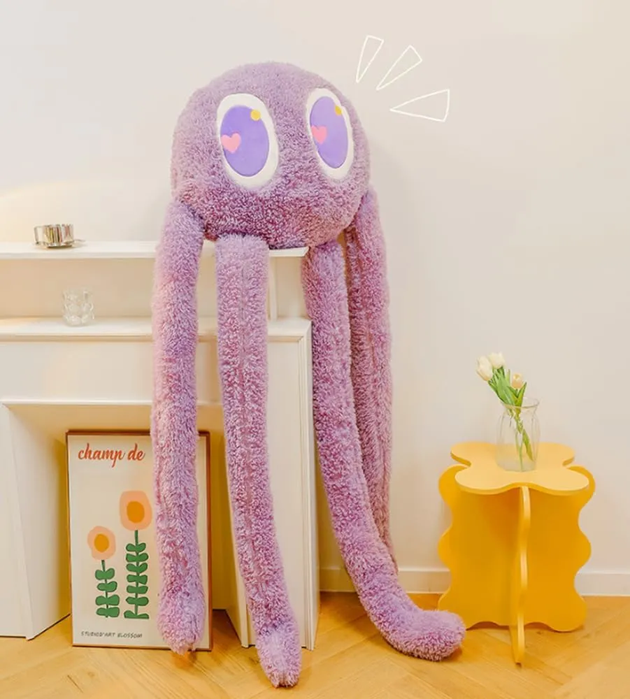 Long Legs Octopus, Large Stuffed Animal Octopus Plush Toy, Pillow, Cushion, Soft Octopus Stuffed Sea Animal, Children's Gift (39 inches high Purple)
