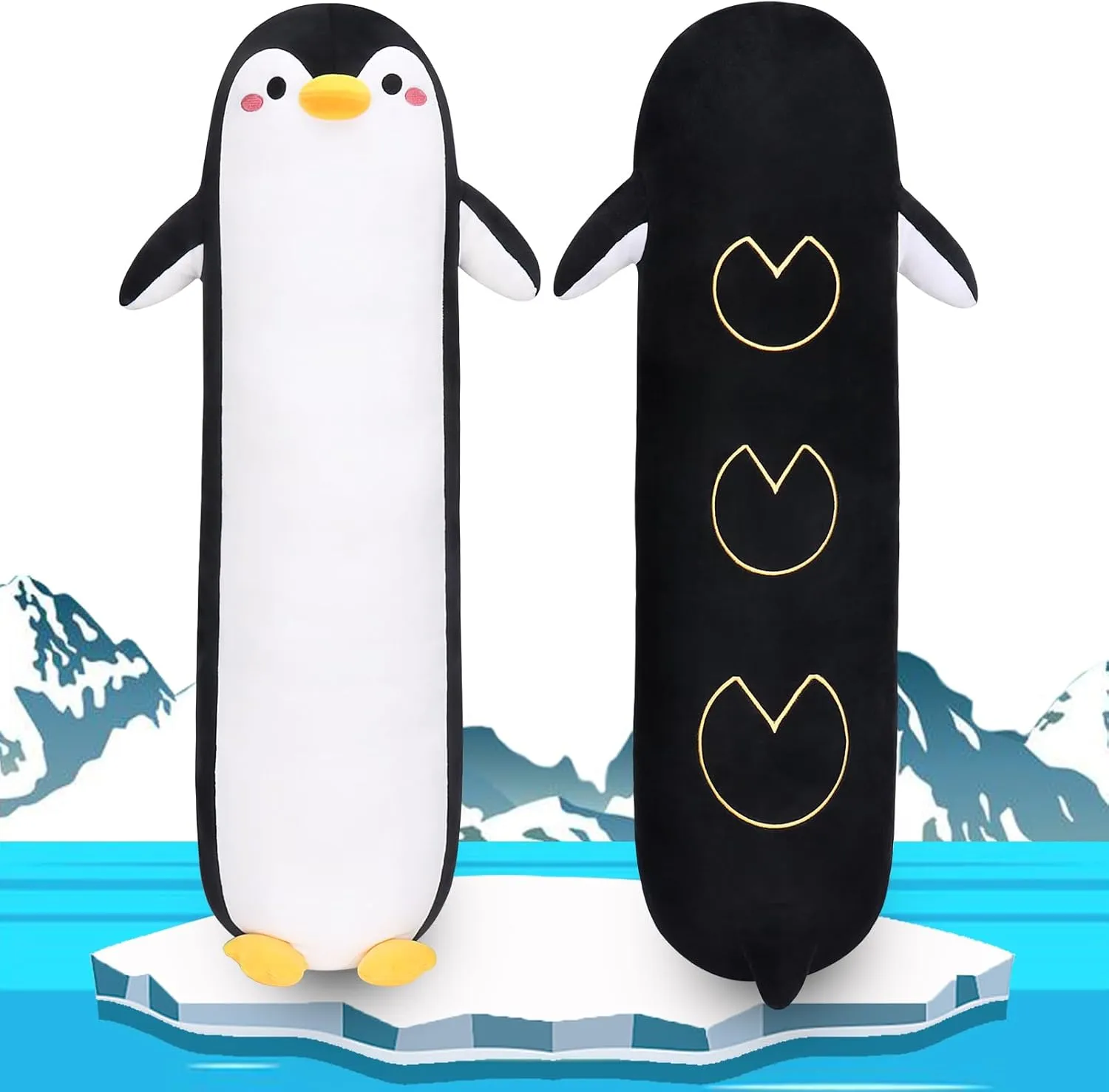 Long Penguin Plush Pillow, 20” Black Penguin Stuffed Animal, Cute Cartoon Sleeping Plushy, Soft Cuddly Hugging Plush Toys Kawaii Body Pillow, Sweet Gift at Birthday for Kids Adults