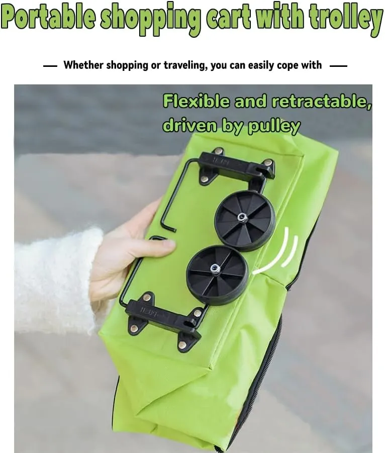 Lotus Trolley Bags for Shopping Cart,Height Under 67 Inches,Foldable Cart Shopping Bag with Wheels and Zipper Reusable Grocery Bags Foldable.