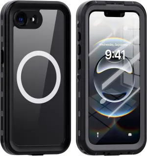 LOVE MEI Compatible with iPhone 16e Waterproof Case, Outdoor Sports IP68 Waterproof Dustproof Snowproof Underwater Full Body Case with Screen Protector Shockproof Case (Black)