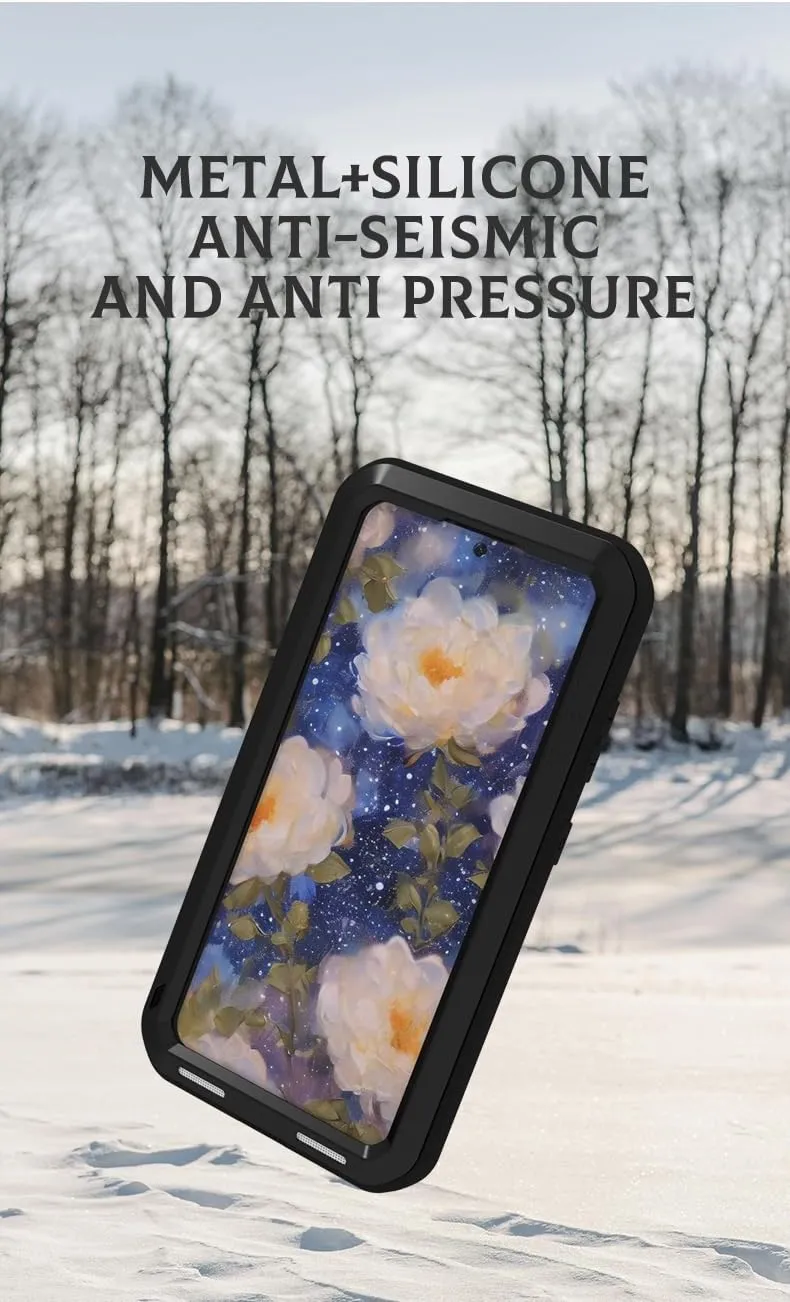 LOVE MEI for Samsung Galaxy S25 (6.2'') Case,Outdoor Sports Military Heavy Duty Metal Shockproof Dustproof Full Body Case with Built in Tempered Glass Screen Protector (Black, S25)