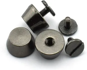 LQ Industrial 25-Pack 1/2" Purse Handbag Feet Nailhead Flat Stud Solid Brass Screw-Back Spike Metal Cone Studs Rivet Leather Craft DIY Black