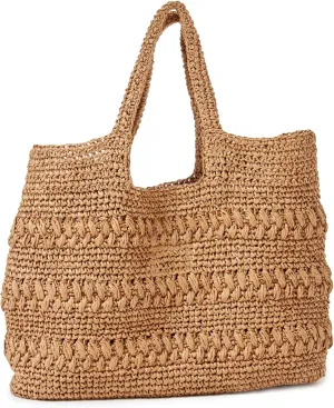 L*Space Changing Tides Bag, Lightweight Oversized Tote Featuring Top Handle and Woven Fabric Detail, Spacious Design and Versatile Design, Natural